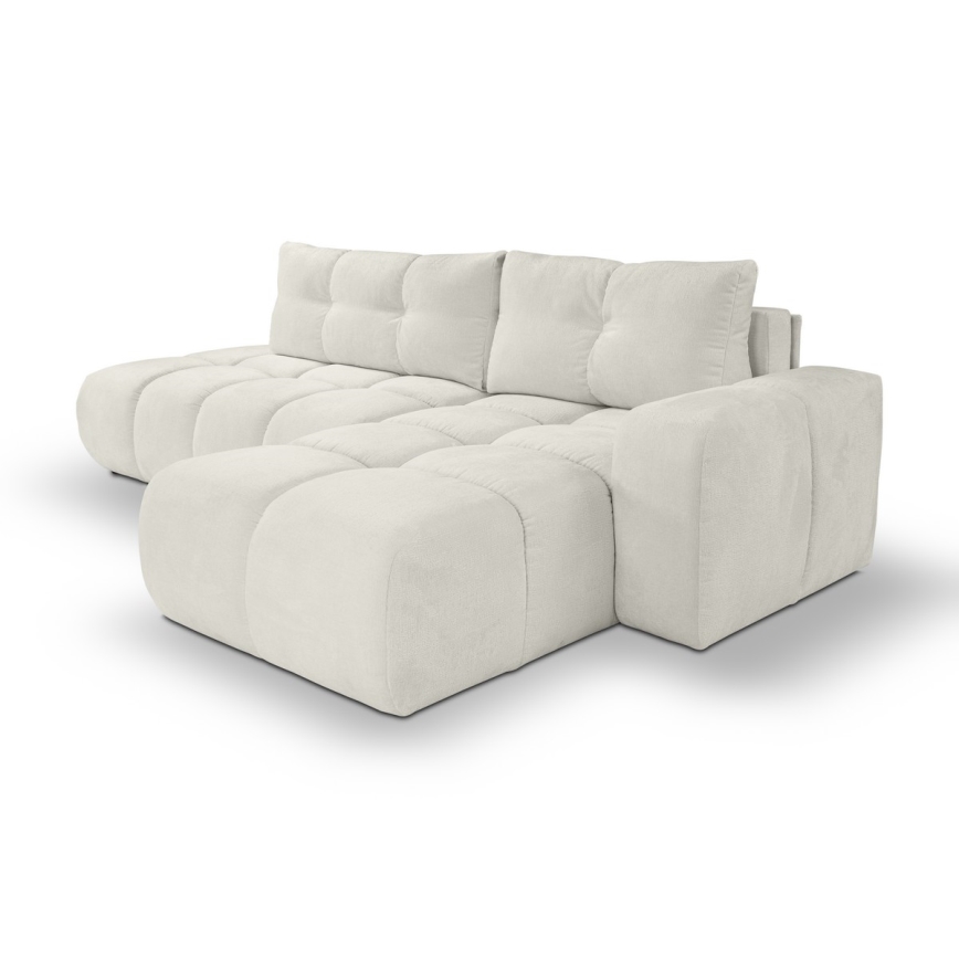 Udfoldelig hjørnesofa med opbevaringsplads i L-form ALMADA højre beige