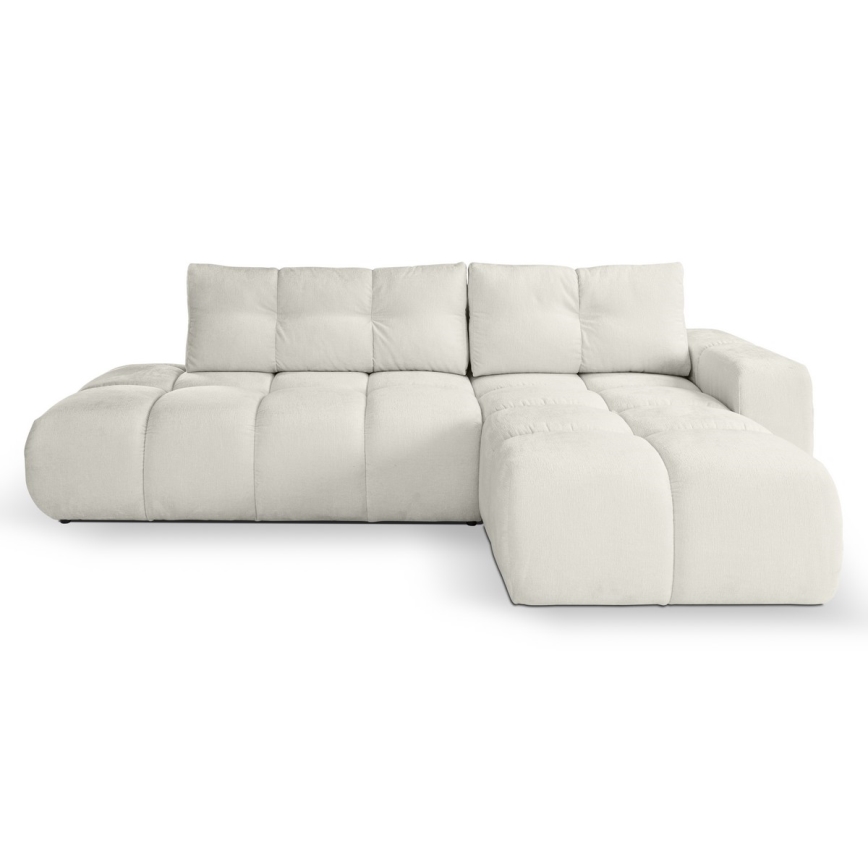 Udfoldelig hjørnesofa med opbevaringsplads i L-form ALMADA højre beige