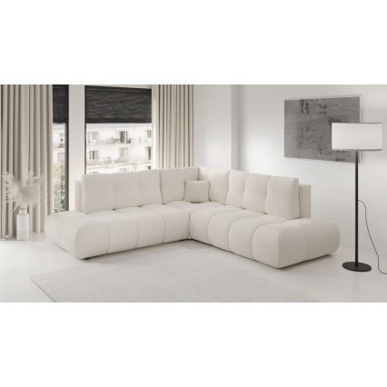 Udfoldelig hjørnesofa med opbevaringsplads i L-form ALMADA højre beige