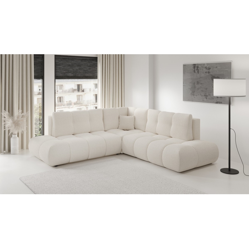 Udfoldelig hjørnesofa med opbevaringsplads i L-form ALMADA højre beige