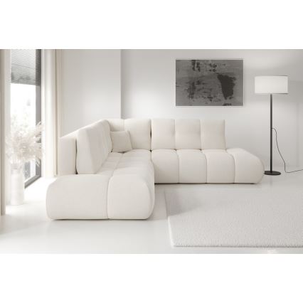 Udfoldelig hjørnesofa med opbevaringsplads i L-form ALMADA højre beige
