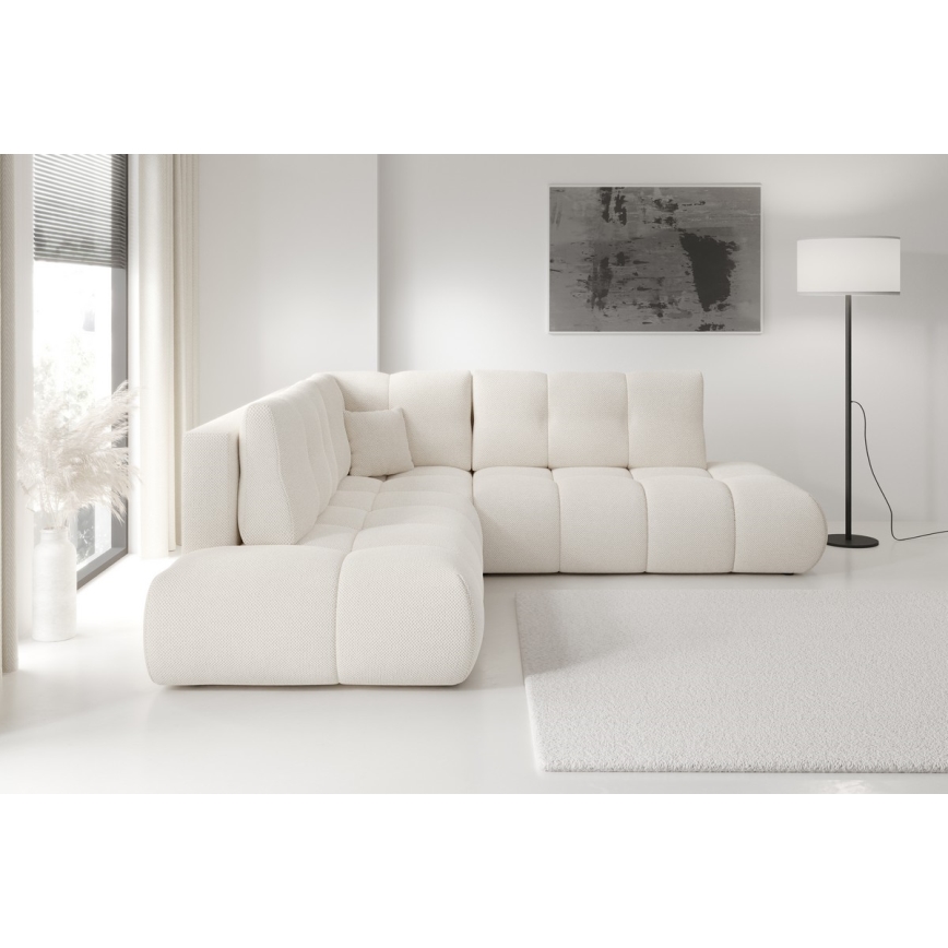 Udfoldelig hjørnesofa med opbevaringsplads i L-form ALMADA højre beige
