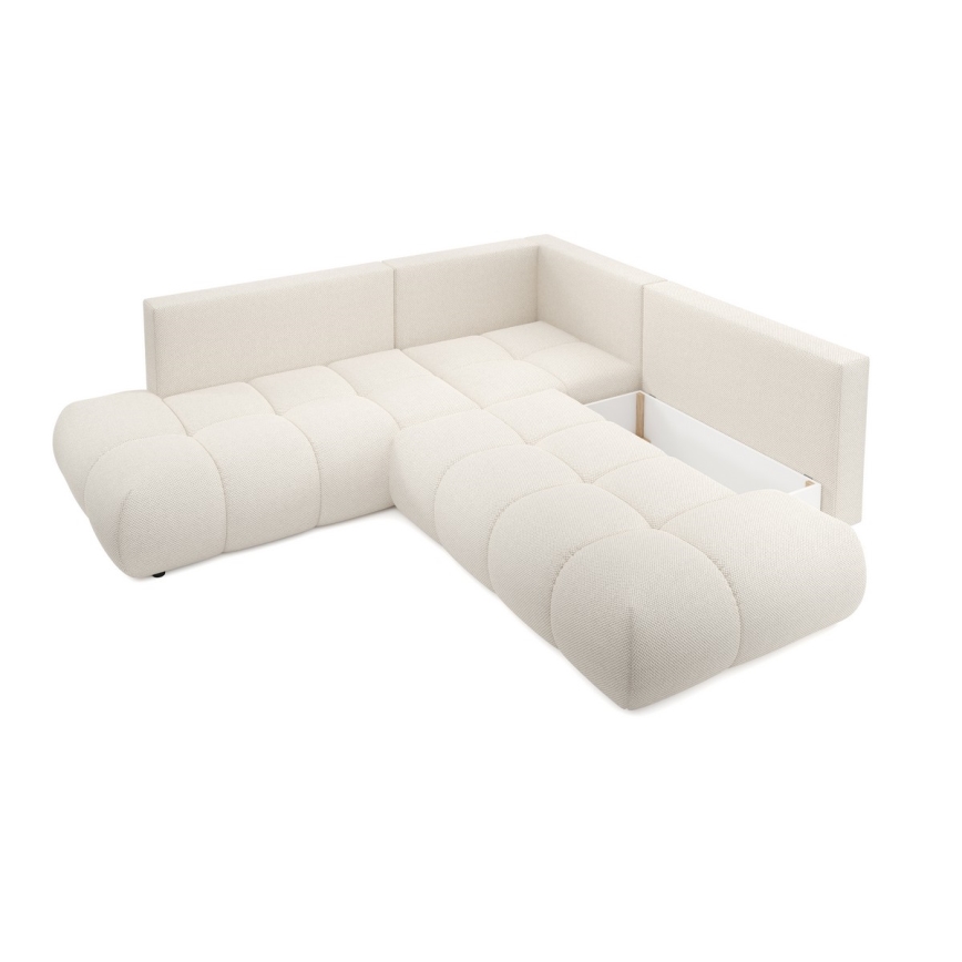 Udfoldelig hjørnesofa med opbevaringsplads i L-form ALMADA højre beige