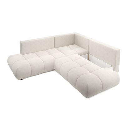 Udfoldelig hjørnesofa med opbevaringsplads i L-form ALMADA højre beige