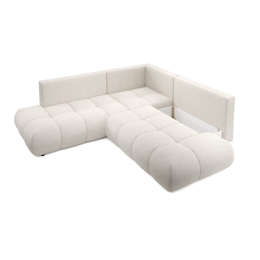 Udfoldelig hjørnesofa med opbevaringsplads i L-form ALMADA højre beige