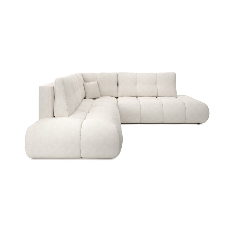 Udfoldelig hjørnesofa med opbevaringsplads i L-form ALMADA højre beige