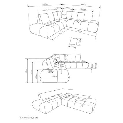 Udfoldelig hjørnesofa med opbevaringsplads i L-form ALMADA højre beige