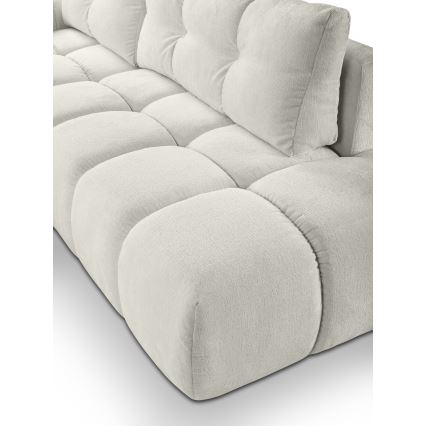 Udtrækbar polstret hjørnesofa med opbevaring, L-formet ALMADA, venstrevendt, beige