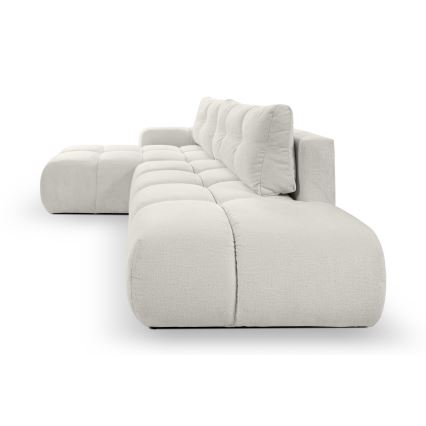 Udtrækbar polstret hjørnesofa med opbevaring, L-formet ALMADA, venstrevendt, beige
