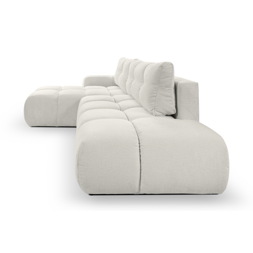 Udtrækbar polstret hjørnesofa med opbevaring, L-formet ALMADA, venstrevendt, beige