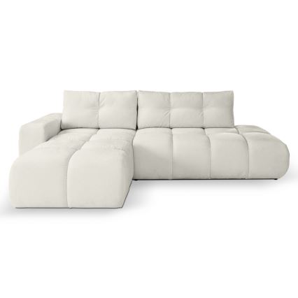 Udtrækbar polstret hjørnesofa med opbevaring, L-formet ALMADA, venstrevendt, beige