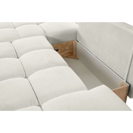 Udbetragelig hjørnesofa med opbevaring i L-form ALMADA venstrevendt beige