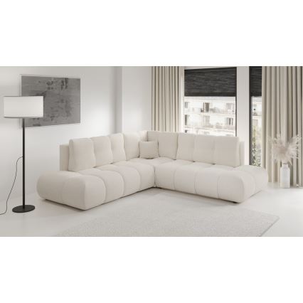 Udbetragelig hjørnesofa med opbevaring i L-form ALMADA venstrevendt beige
