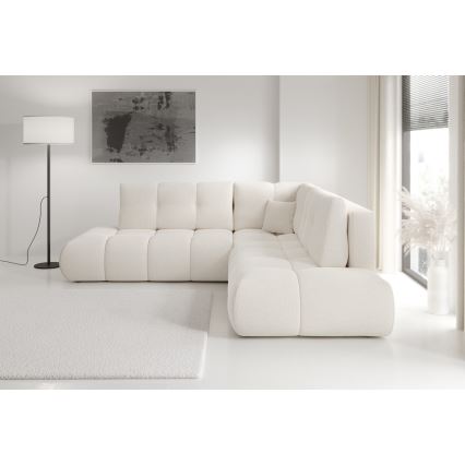 Udbetragelig hjørnesofa med opbevaring i L-form ALMADA venstrevendt beige