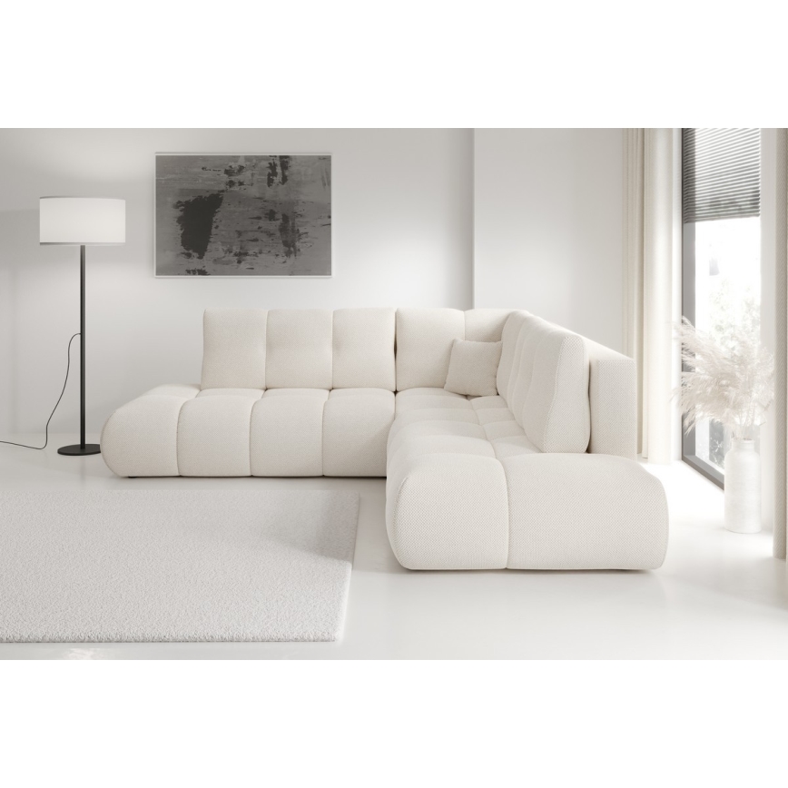 Udbetragelig hjørnesofa med opbevaring i L-form ALMADA venstrevendt beige