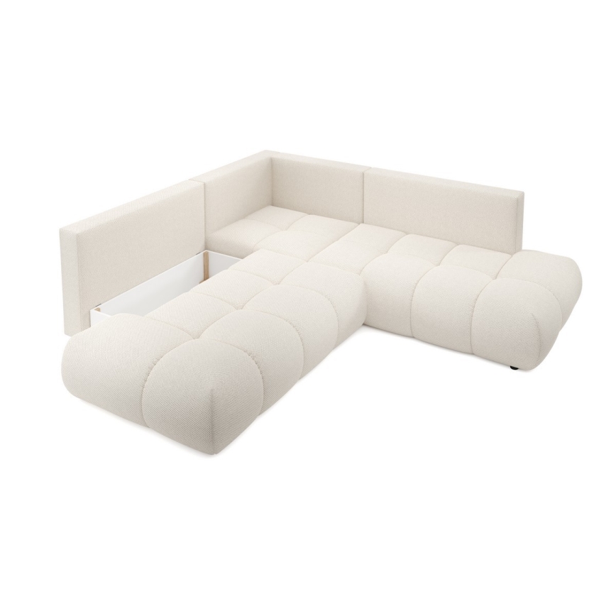 Udbetragelig hjørnesofa med opbevaring i L-form ALMADA venstrevendt beige
