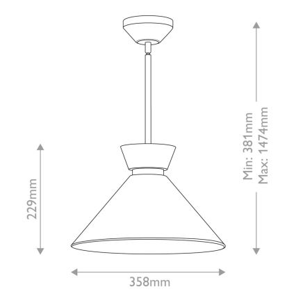 Alora Mood - Pendel på stang HALSTON 1xE27/60W/230V sort