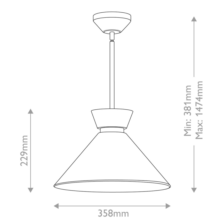 Alora Mood - Pendel på stang HALSTON 1xE27/60W/230V sort
