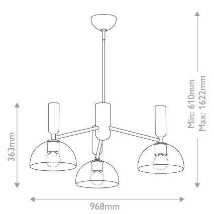 Alora Mood - Pendellampe JUDE 3xE27/60W/230V diameter 96,8 cm messing