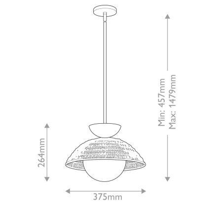 Alora Mood - Pendellampe med stang PERTH 1xE27/60W/230V Ø 37,5 cm sort
