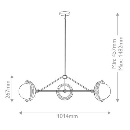 Alora Mood - Stangpendel PERTH 3xE14/40W/230V guld