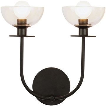Alora Mood ALM-SYLVIA-2WB-BK-CL - Væglampe SYLVIA 2xE14/40W/230V sort