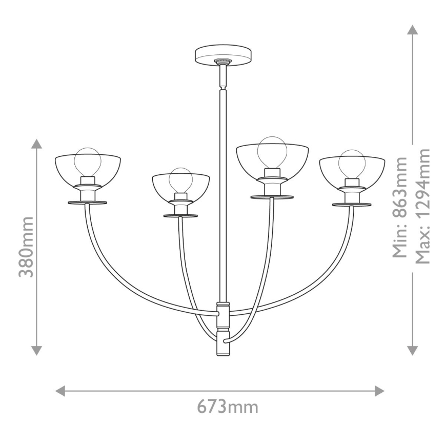 Alora Mood - SYLVIA pendellampe med stang 4xE14/40W/230V sort
