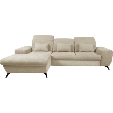 ALTA L-formet polstret sovesofa med opbevaringsrum, venstrevendt, beige