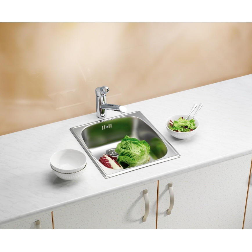 ALVEUS 1082195 - Køkkenvask BASIC 44x38 cm i rustfrit stål/satinfinish, stor afløbsåbning