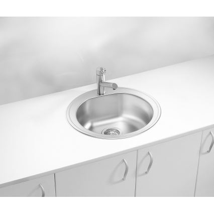 ALVEUS 1116756 - Køkkenvask FORM diameter 51 cm mat stål/satin, dybde 18,5 cm