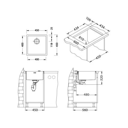 ALVEUS 1122689 - Køkkenvask QUADRIX 45x45 cm kobber