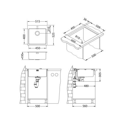 ALVEUS 1122708 - Køkkenvask PURE 52,5x51,5 cm monarch kobber