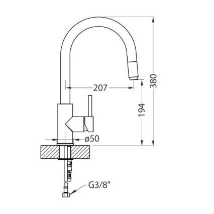 ALVEUS 1129021 - Køkkenarmatur med udtrækkelig bruser DELOS 38 cm blank krom