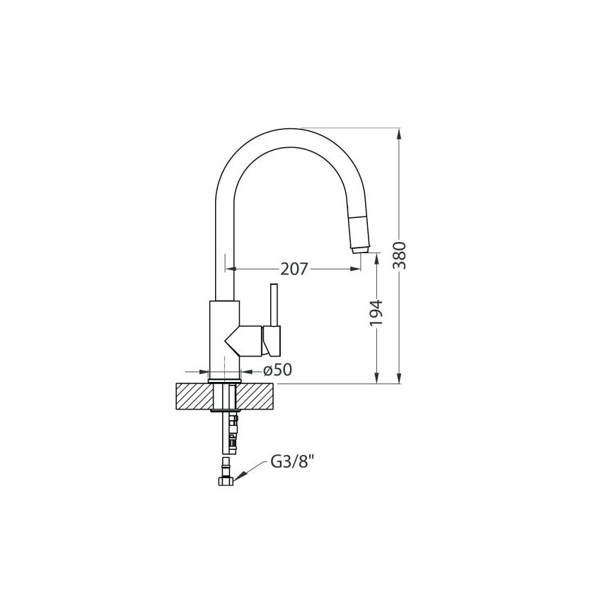 ALVEUS 1129021 - Køkkenarmatur med udtrækkelig bruser DELOS 38 cm blank krom
