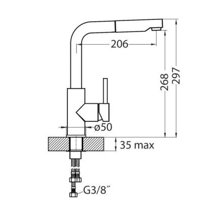 ALVEUS 1135365 - Hane m. udtrækkelig sprayer SARA 29,7 cm skinnende krom