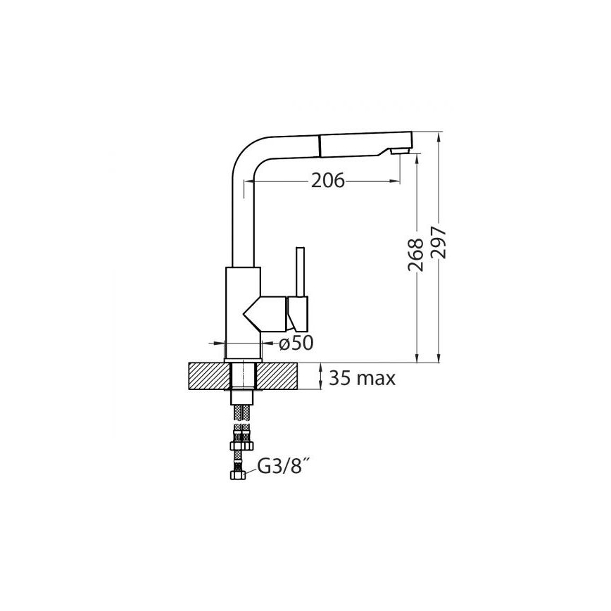 ALVEUS 1135365 - Hane m. udtrækkelig sprayer SARA 29,7 cm skinnende krom