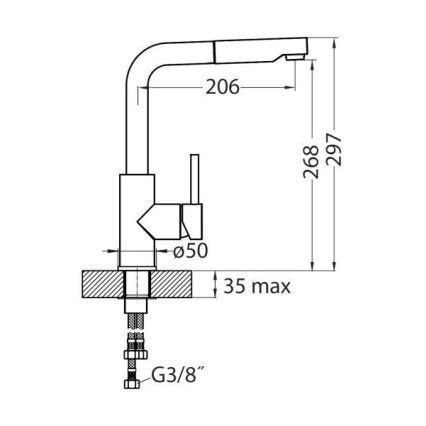 ALVEUS 1135366 - Hane m. udtrækkelig sprayer SARA 29,7 cm satin