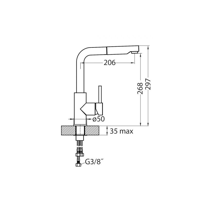 ALVEUS 1135366 - Hane m. udtrækkelig sprayer SARA 29,7 cm satin