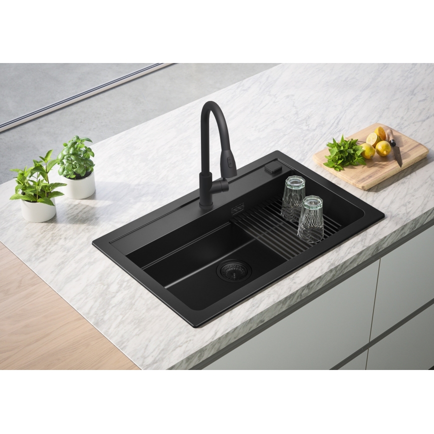 ALVEUS 1148163 - Køkkenvask ATROX 79x50 cm granit/sort