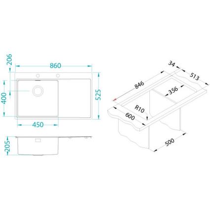 ALVEUS 1149518 - Køkkenvask PURE 86x52,5 cm rustfrit stål