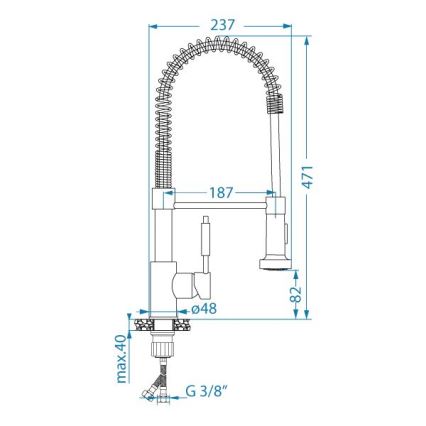 ALVEUS 1150886 - Hane m. fleksibel arm m. sprayer URBAN 47,1 cm satin