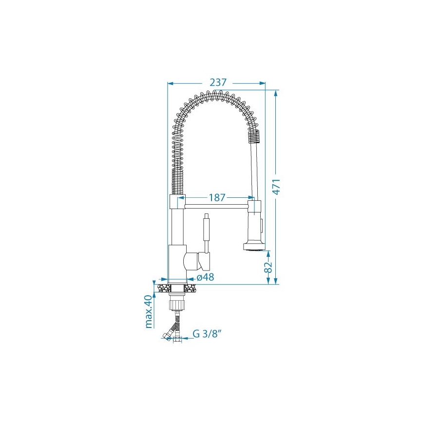 ALVEUS 1150886 - Hane m. fleksibel arm m. sprayer URBAN 47,1 cm satin