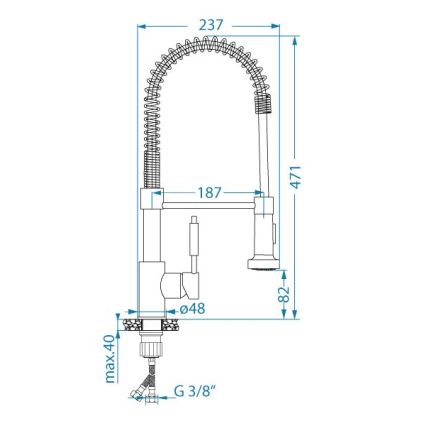 ALVEUS 1150887 - Hane m. fleksibel arm m. sprayer URBAN 47,1 cm sort