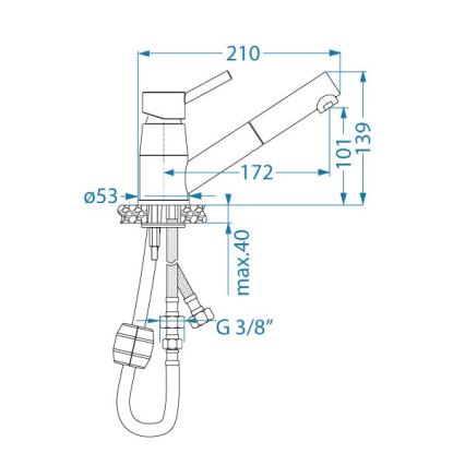 ALVEUS 1150888 - Hane m. udtrækkelig sprayer NANO 13,9 cm skinnende krom