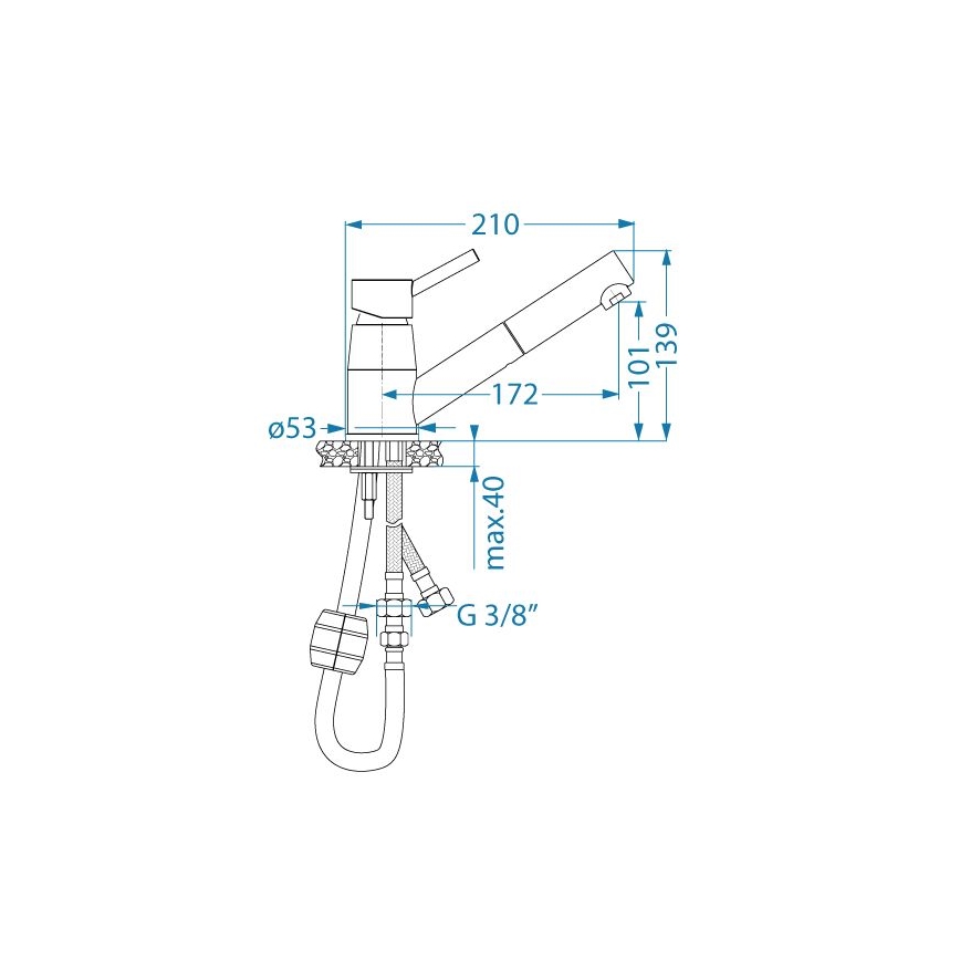 ALVEUS 1150888 - Hane m. udtrækkelig sprayer NANO 13,9 cm skinnende krom