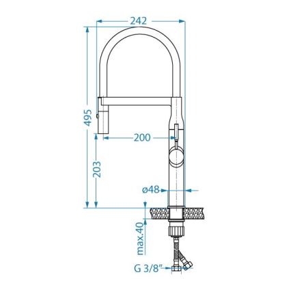 ALVEUS 1150892 - Hane m. fleksibel arm m. sprayer MIRAGE 49,5 cm satin