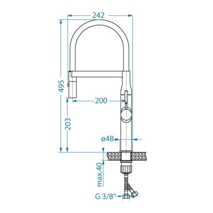 ALVEUS 1150893 - Hane m. fleksibel arm m. sprayer MIRAGE 49,5 cm sort