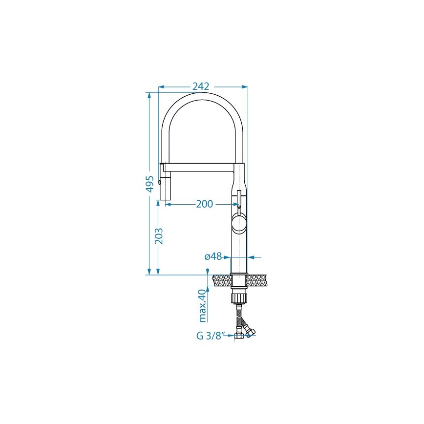ALVEUS 1150893 - Hane m. fleksibel arm m. sprayer MIRAGE 49,5 cm sort