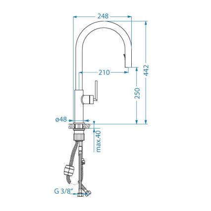 ALVEUS 1150895 - Hane m. udtrækkelig sprayer ORION 44,2 cm sort