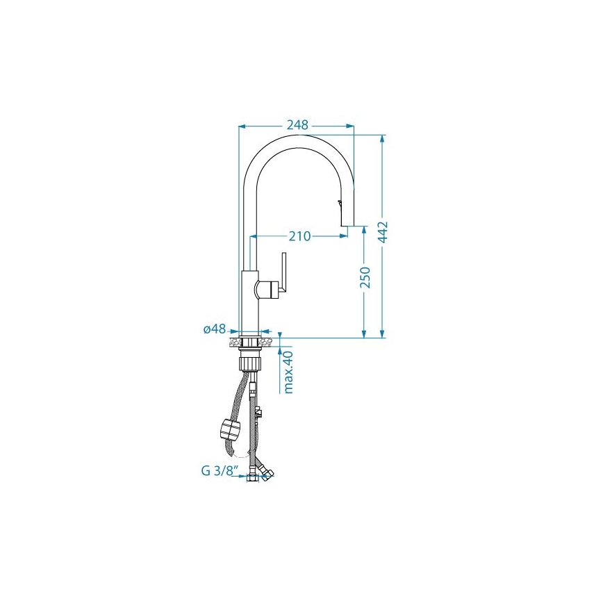 ALVEUS 1150895 - Hane m. udtrækkelig sprayer ORION 44,2 cm sort